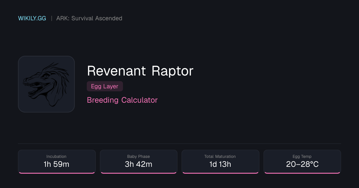 Revenant Raptor 繁殖計算機 - ARK: Survival Ascended
