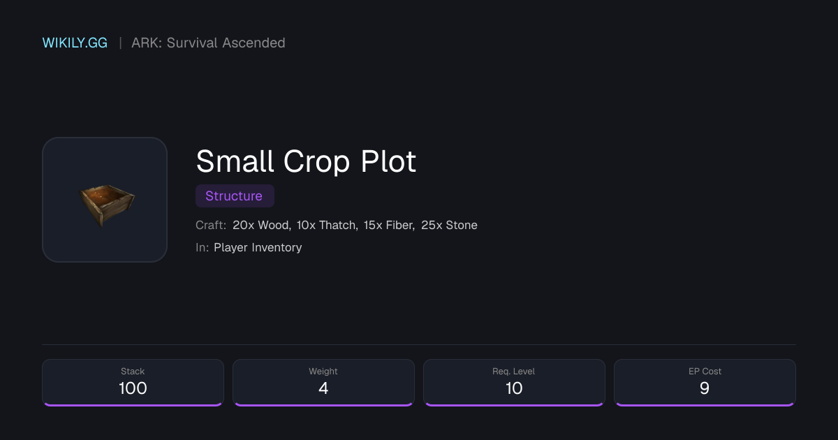 Small Crop Plot - ARK: Survival Ascended