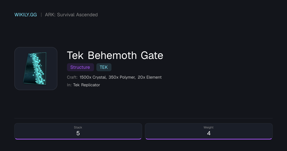 Tek Behemoth Gate - ARK: Survival Ascended